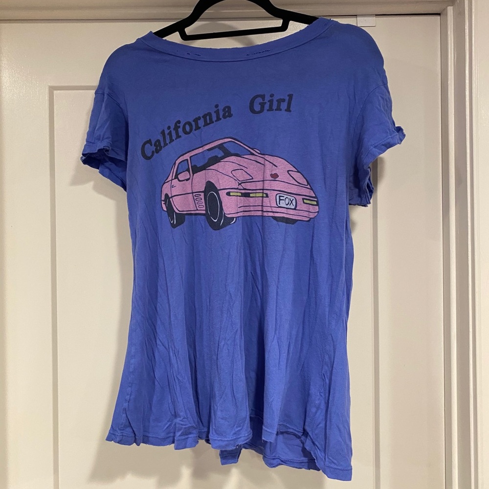 WILDFOX California Girl Blue T-Shirt Size Large!